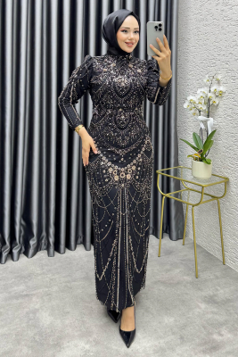 Asil Taş Detaylı Kalem Elbise 6648 Siyah - YGS