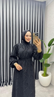 Bella Püsküllü Elbise 6223 Siyah - NWS (1)