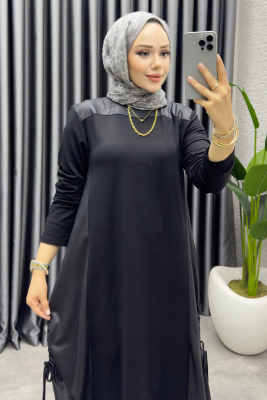 Deri Lak Elbise 1006 Siyah - UZ (1)