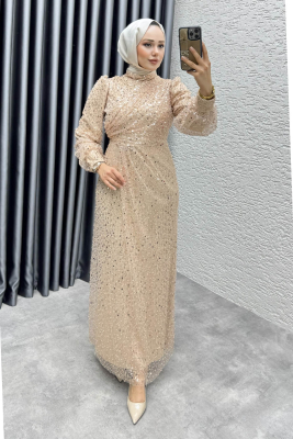 Drape İşlemeli Pullu Abiye 8012 Vizyon - YGS (1)