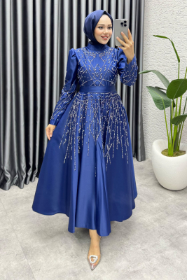Elsa Taş Detaylı Saten Abiye 6635 Laci - YGS