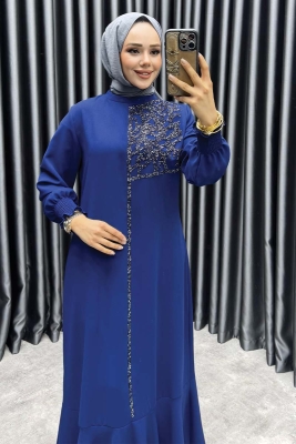 Etek Ucu Volanlı Taş Detaylı Elbise 6197 Laci - NWS (1)