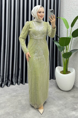 Feray Tasarım Kalem Abiye 8037 Yağ Yeşili - YGS