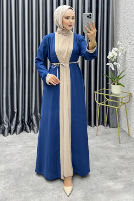 Garni Detaylı İkili Abaya Takım 6220 İndigo - NWS