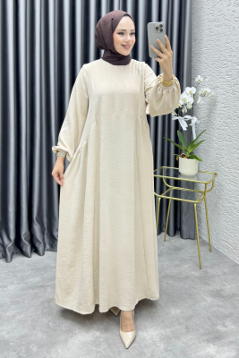 Hafsa İthal Aerobin Elbise 4003 Krem - YVZ