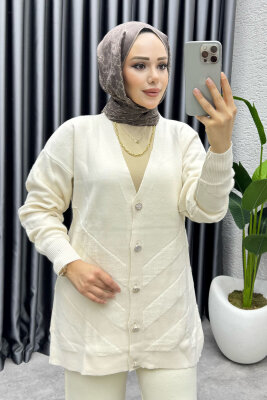 İdil Düğme Detaylı Triko Takım 1314 Taş - MT (1)