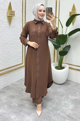 Leopar Garnili İkili Takım 6082 Kahve - NWS (1)