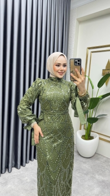 Manşeti Bağlamalı Kalem Abiye 6618 Haki - YGS (1)