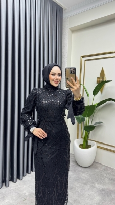 Manşeti Bağlamalı Kalem Abiye 6618 Siyah - YGS (1)