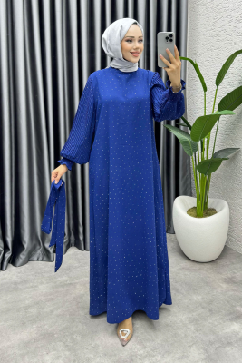 Nida Serpme Taş Detaylı Krep Elbise 6063 Laci - NWS