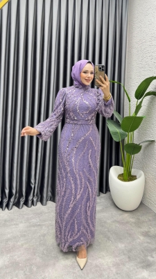 Nora Taşlı Kalem Abiye 8014 Lila - YGS