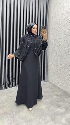 Pera İnci Detaylı Elbise 6633 Siyah - YGS (1)