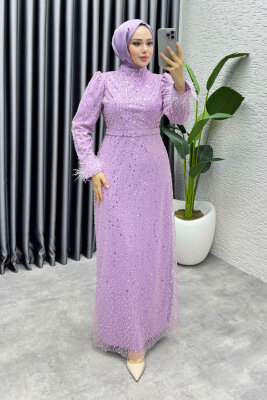  Sahra Otriş Detay Abiye 1004 Lila - YGS