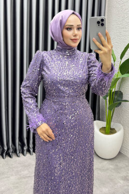  Sahra Otriş Detay Abiye 1004 Koyu Lila - YGS (1)