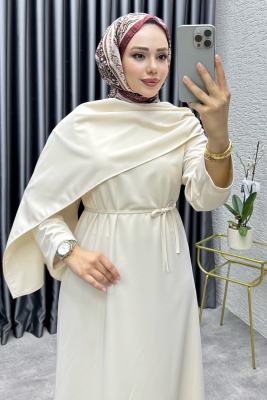 Nur Krep Elbise 3057 Taş - YVZ (1)