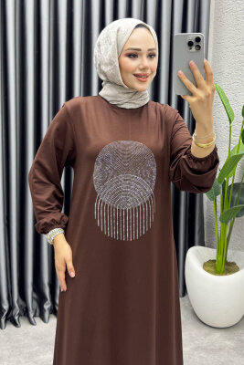 Sarnıç Elbise 3443 Kahve - UZ (1)