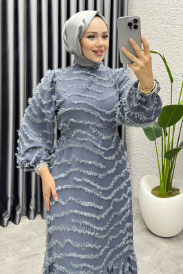 Sera Püsküllü Elbise 1001 Gri - YGS (1)