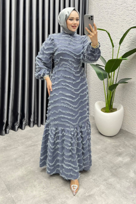 Sera Püsküllü Elbise 1001 Gri - YGS