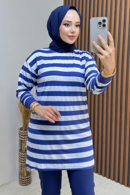 Şeritli Penye Tunik 4002 Laci - BO