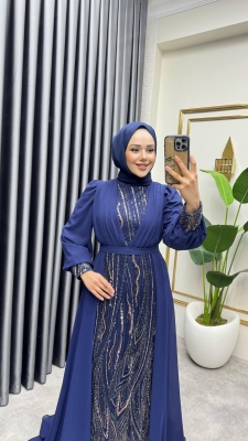 Şifon Kuyruklu Shine Taşlı Abiye 6631 Laci - YGS