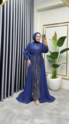 Şifon Kuyruklu Shine Taşlı Abiye 6631 Laci - YGS (1)