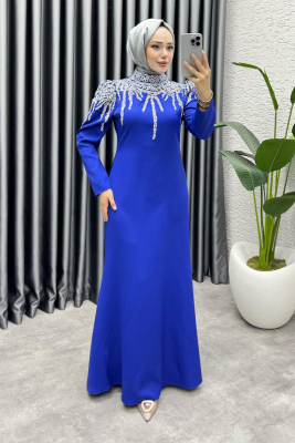 Sofia Pul Detaylı Abiye Elbise 6652 Saks - YGS