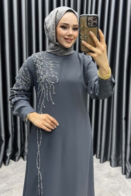 Taş Detaylı İthal Krep İkili Takım 6228 Antrasit - NWS (1)