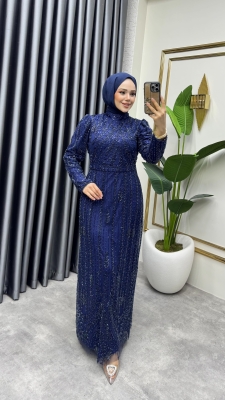 Taş İşlemeli Kalem Abiye 6620 Lacivert - Kalemen (1)