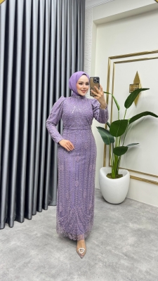 Taş İşlemeli Kalem Abiye 6620 Lila - Kalemen (1)