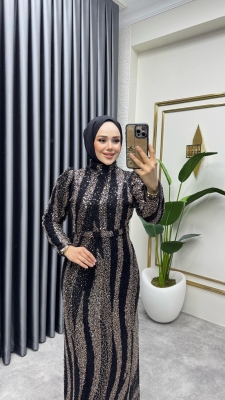 Taş İşlemeli Kalem Abiye 6621 Siyah - Kalemen (1)