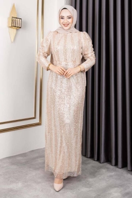 Taş İşlemeli Kalem Abiye 6621 Vizon - Kalemen (1)