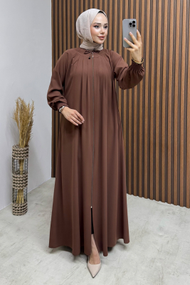 Yakası Bağlamalı Medine Ferace 2047 Kahve - END