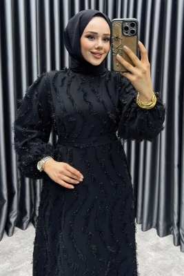 Eliza Püsküllü Elbise 6227 Siyah - NWS (1)